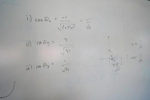 Close up of maths equations on a school whiteboard 库存照片