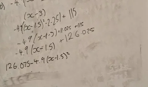 Close up of maths equations on a whiteboard Stock Photos