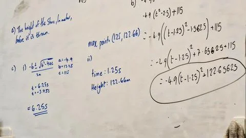 Close up of maths equations on a whiteboard Stock Photos