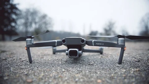 Close up with a Mavic 2 Pro drone initializing and taking off Video stock 102562905