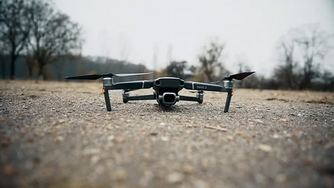 Close up with a Mavic 2 Pro drone initializing and taking off Stock Footage 102563766