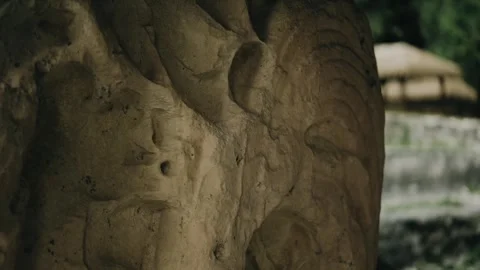 Close-up of Mayan Stone Carving at Temple I Tikal Guatemala – Ancient Stock Footage 341064291