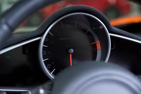 Close up of McLaren speedometer Stock Photos