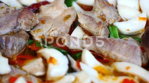 Close up of meal with meat and vegetables Stock Photos