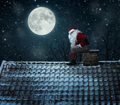 Close up of mean santa using chimney as a toilet Stock Photos