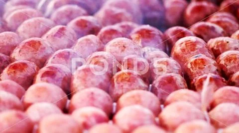 Close up of meat balls on oudoor street food market Stock Photos