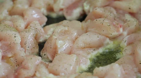 Close up - Meat in a frying pan Видео 38713150