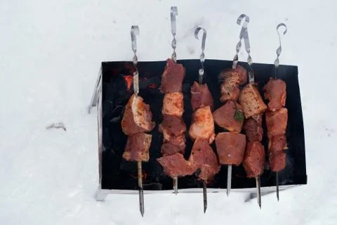 Close-up of meat grilling Stock Photos