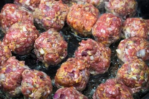 Close-up of meatballs cooking Stock Photos