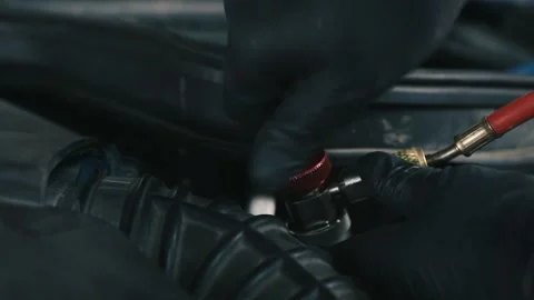 Close up of Mechanic engineer fixing car, Footage. Technician man working to Stock-Footage 143080047