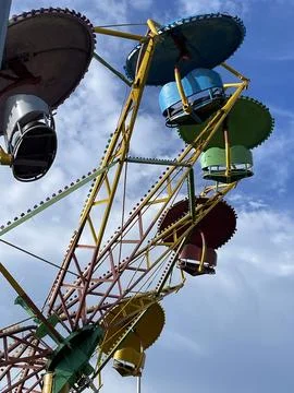Close-up of Mechanical Structure and Seats of a Paratrooper Umbrella Ride Stock Photos