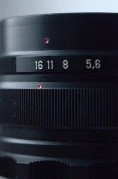 Close-up mechanics camera objectiv black Stock Photos