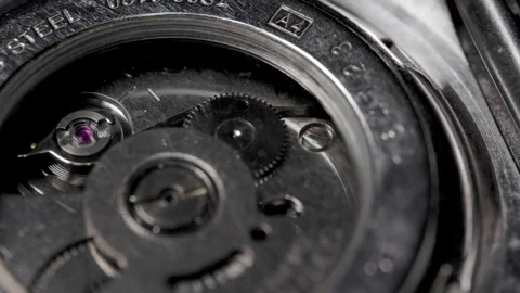 Close-up of the mechanism of an automatic watch. Stock Footage 248760722