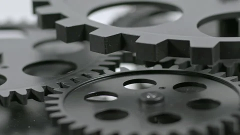 Close Up Mechanism Gears Cogs Work Industrial Machinery Stock Footage 305113243