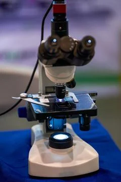 Close-up of a medical laboratory microscope Stock Photos