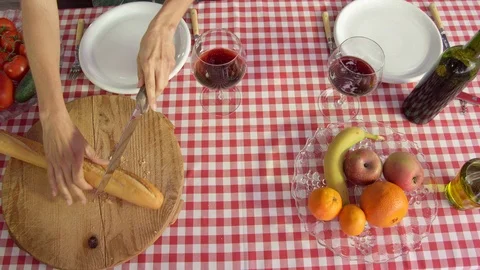 Close-Up, Medium Shot, 40 Seconds Or Greater, High Angle View, Couple, Food, Stock Footage 94059565