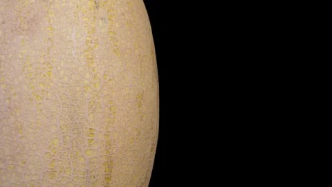 Close-up of melon with peel texture on black background. Rotation. Copy space Stock-Footage 314787507