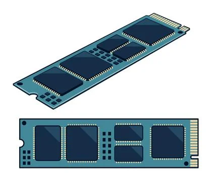 Close Up of a Memory Chip on a White Background イラスト素材