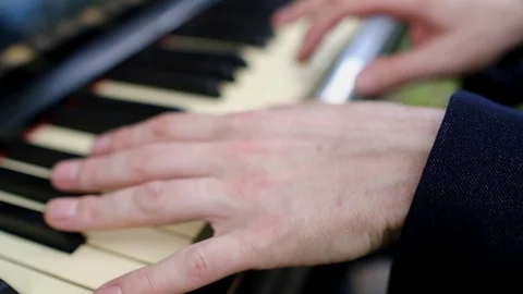 Close up of men hands playing on piano. Stock Footage 107920850