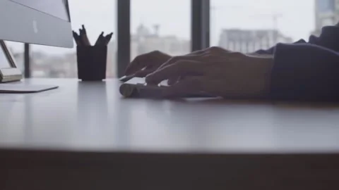 Close up. Men's hand use a computer mouse Stock Footage 143534786