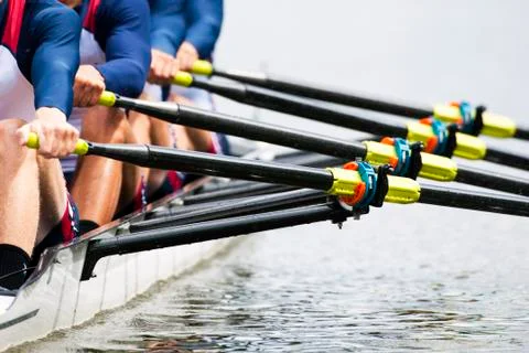 Close up of men's rowing team Stock Photos
