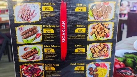 A close up a menu for a. Stock Footage 282993948