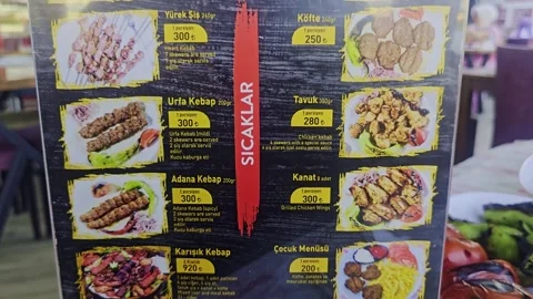 A close up a menu for a. Stock-Footage 284668230