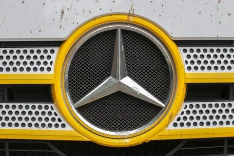 Close Up Mercedes Benz Truck At Amsterdam The Netherlands 30-5-2023 Stock Photos