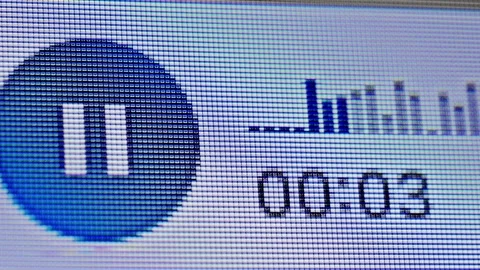 Close-up of messaging app interface showing voice message with audio waveform. Stock Footage 336392421
