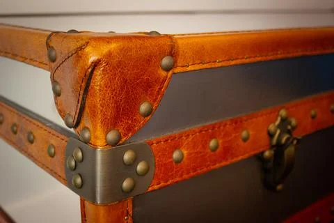 Close up of metal case with leather border Stock Photos