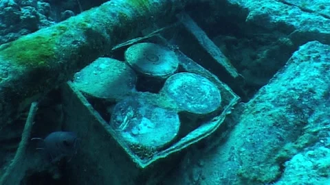 Close Up Of Metal Container Of Projectiles, SS Thistlegorm Stock Footage 284916219