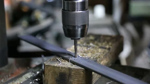 Close-Up of Metal Drilling Process Видео 340109503