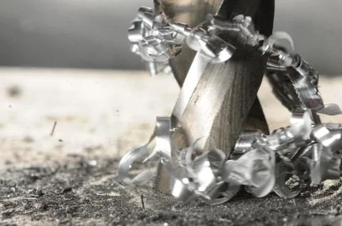 Close-up metal drilling process Foto stock