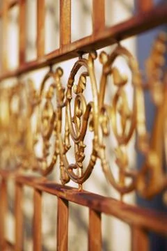 Close-up of metal gate Foto stock