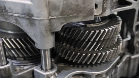 Close-up of metal gears inside car transmission system Stock Footage 310781102