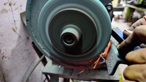 Close-up of metal grinding process Stock Footage 342472037