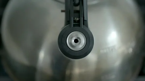 Close-Up of Metal Kettle Spout Boiling Water 库存影片 343090043