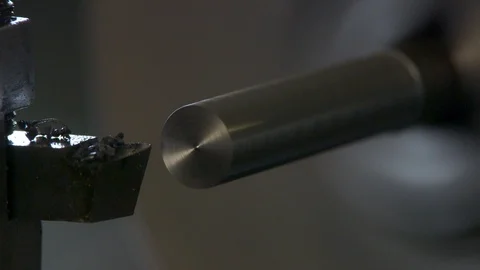 Close up of metal lathe in action Video stock 93672872