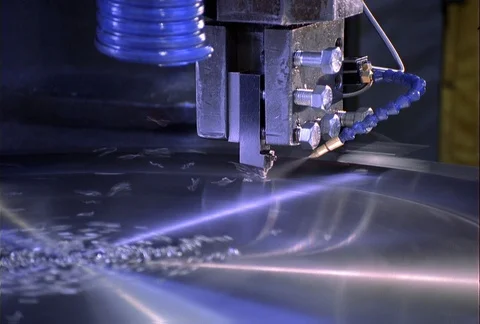 Close-up of metal lathe etching a disc Stock Footage 86885794