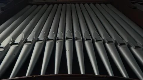 Close-up of metal nails in a row on a dark surface Stock Photos