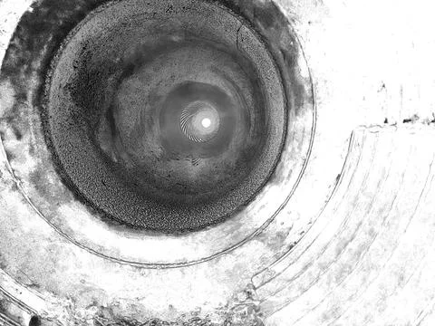 Close up of metal pipe and screw head in industrial lighting Stock Illustration