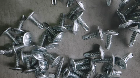 Close Up Metal Screws As Background Flat Surface For Commercial Use Stock Footage 333209426