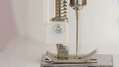 Close up metal sewing machine retro Stock Footage 146202078