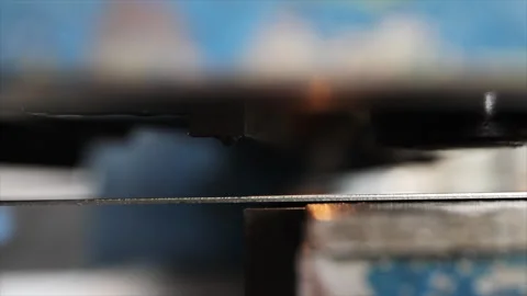 Close-up of metal sheet cutting process in industrial production. Stock Footage 317253468