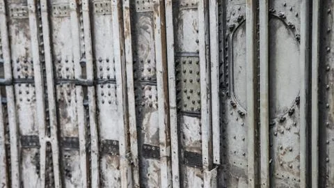 Close up of metallic aircraft framework structure Stock Photos