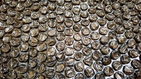 Close-Up Metallic Bubble Wrap Texture for Packaging or Background Stock Photos