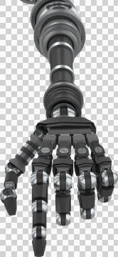 Close up of metallic robot arm pointing Stock Illustration