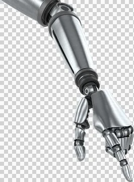 Close up of metallic robotic arm pointing Stock Illustration
