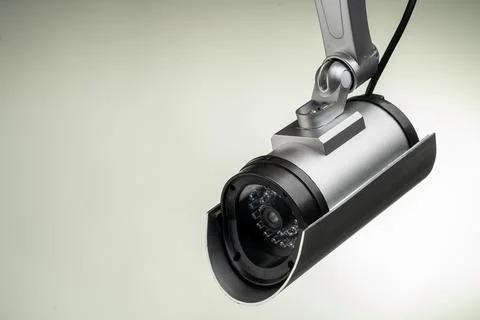 Close-up of a metallic security camera Stock Photos