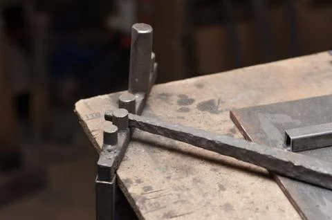 Close up of metallic tool for forgering 스톡 사진